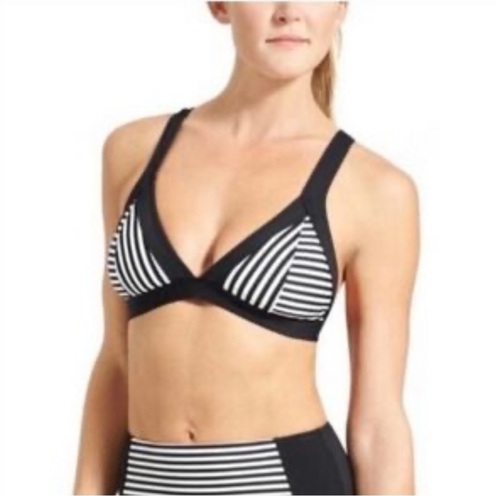 Athleta Black Montauk Stripe Bikini Top size M